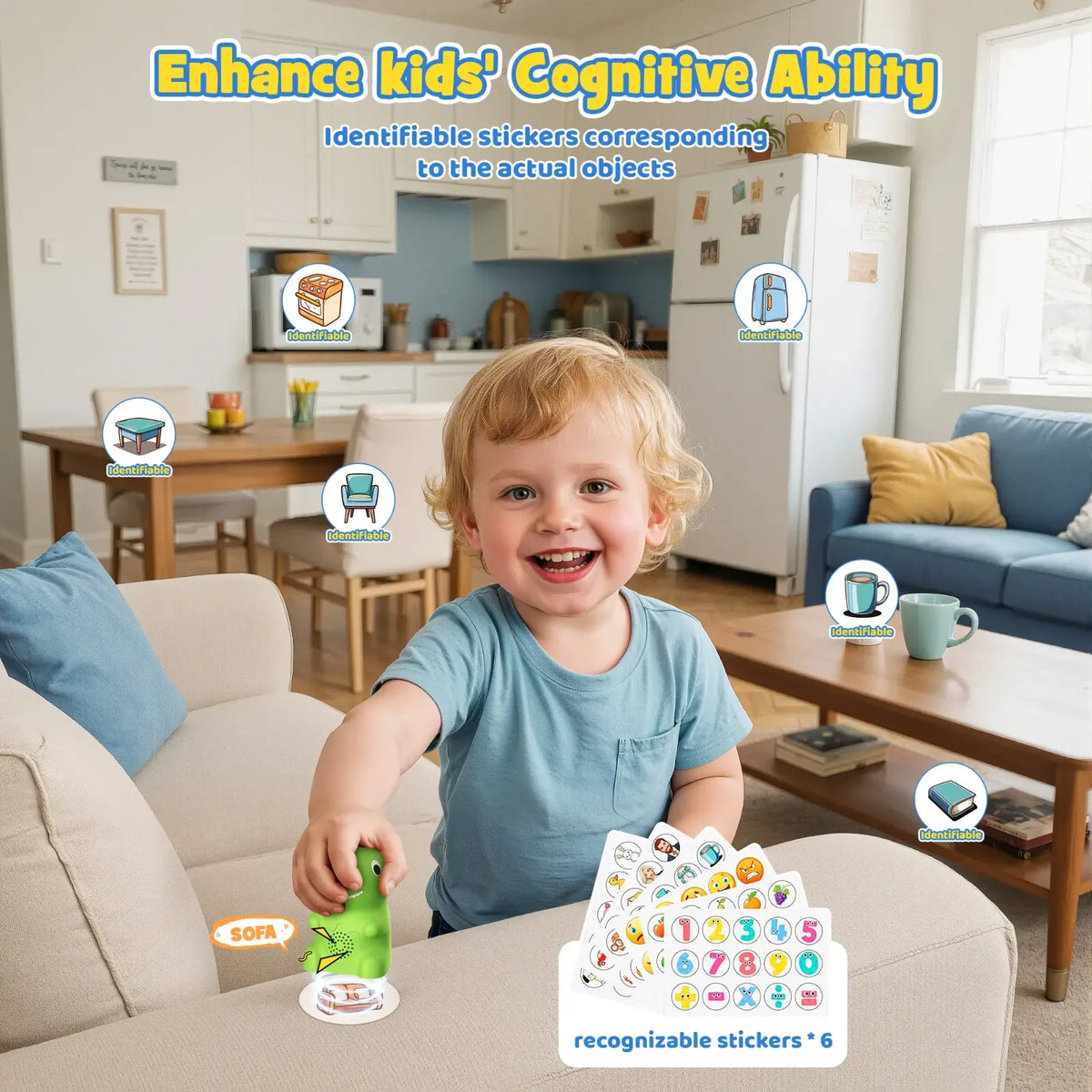 Dino with learning cards and stickers